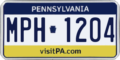 PA license plate MPH1204