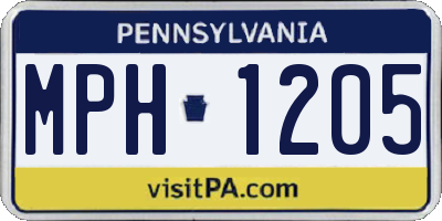 PA license plate MPH1205
