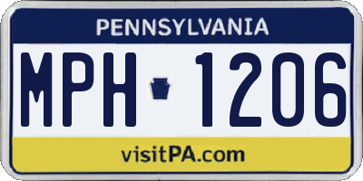 PA license plate MPH1206