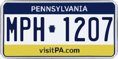 PA license plate MPH1207