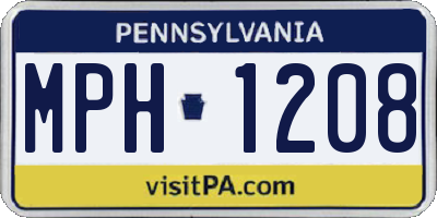 PA license plate MPH1208