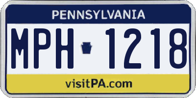 PA license plate MPH1218