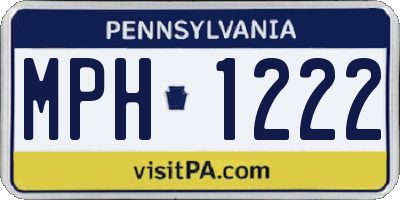 PA license plate MPH1222