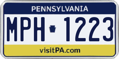 PA license plate MPH1223