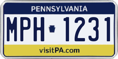PA license plate MPH1231