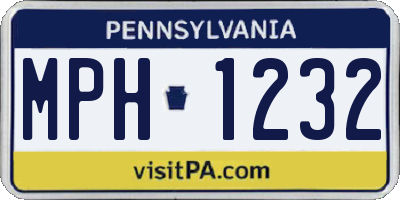 PA license plate MPH1232