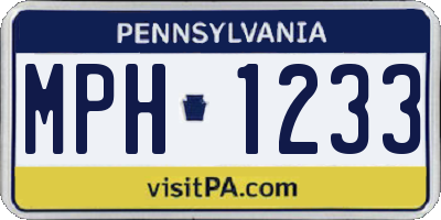 PA license plate MPH1233