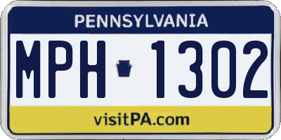 PA license plate MPH1302