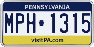 PA license plate MPH1315