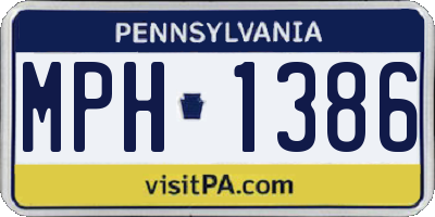 PA license plate MPH1386