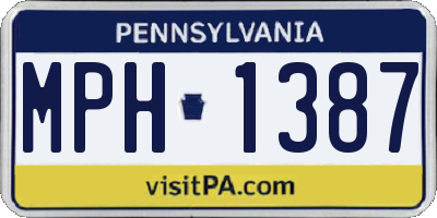 PA license plate MPH1387