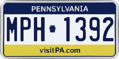 PA license plate MPH1392