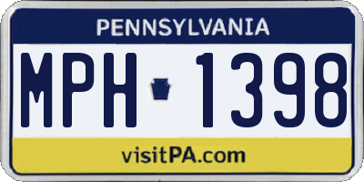 PA license plate MPH1398