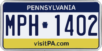 PA license plate MPH1402