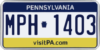 PA license plate MPH1403