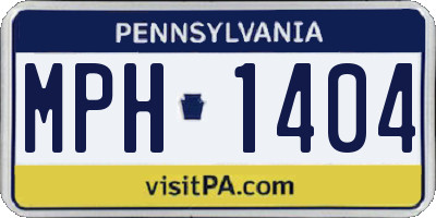 PA license plate MPH1404