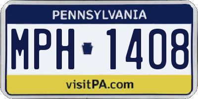PA license plate MPH1408