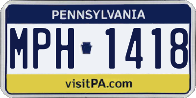 PA license plate MPH1418