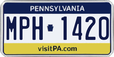 PA license plate MPH1420