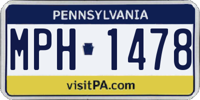 PA license plate MPH1478