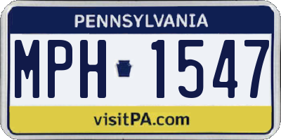 PA license plate MPH1547