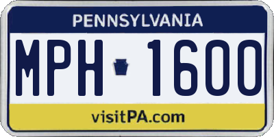 PA license plate MPH1600