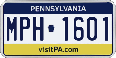 PA license plate MPH1601