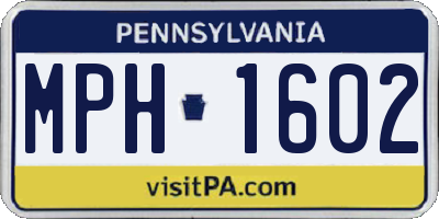 PA license plate MPH1602