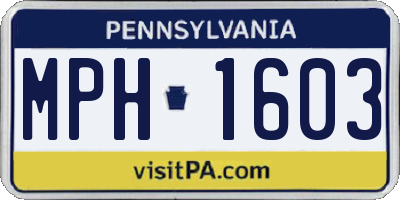 PA license plate MPH1603
