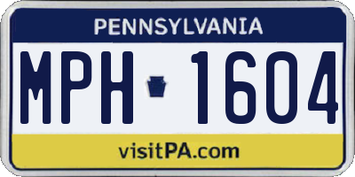 PA license plate MPH1604
