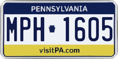 PA license plate MPH1605