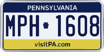 PA license plate MPH1608