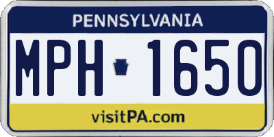 PA license plate MPH1650
