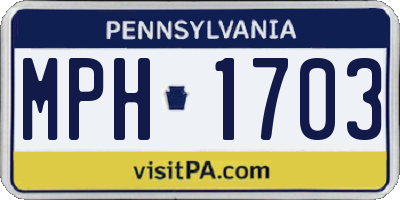 PA license plate MPH1703