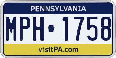 PA license plate MPH1758