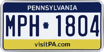 PA license plate MPH1804