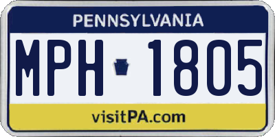 PA license plate MPH1805