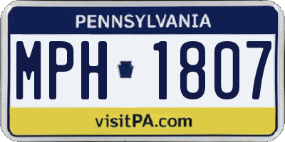 PA license plate MPH1807