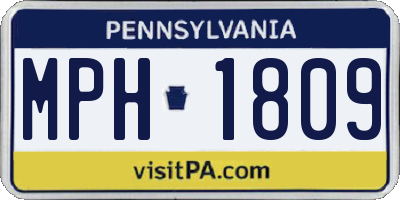 PA license plate MPH1809