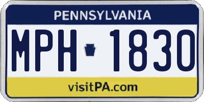 PA license plate MPH1830