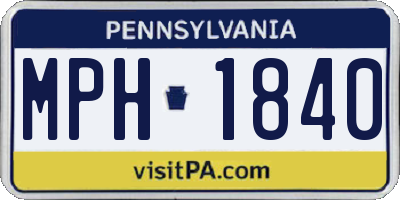 PA license plate MPH1840