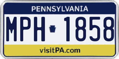 PA license plate MPH1858