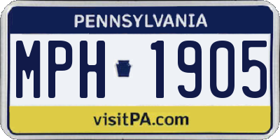PA license plate MPH1905