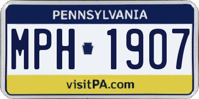 PA license plate MPH1907