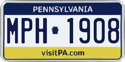 PA license plate MPH1908