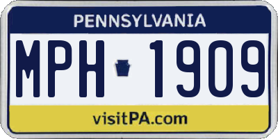 PA license plate MPH1909