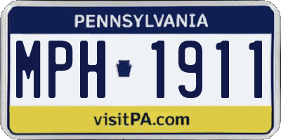 PA license plate MPH1911