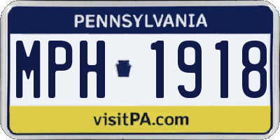 PA license plate MPH1918