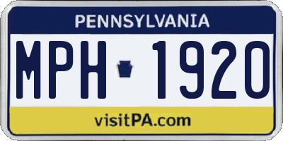 PA license plate MPH1920