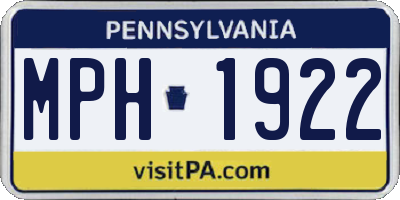 PA license plate MPH1922